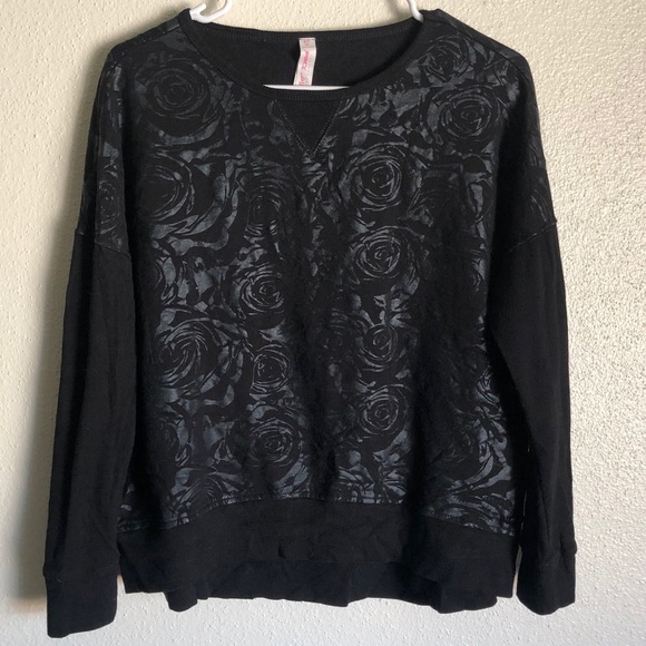 Betsey Johnson Tops - SOLD Betsey Johnson Black Sweatshirt With Roses